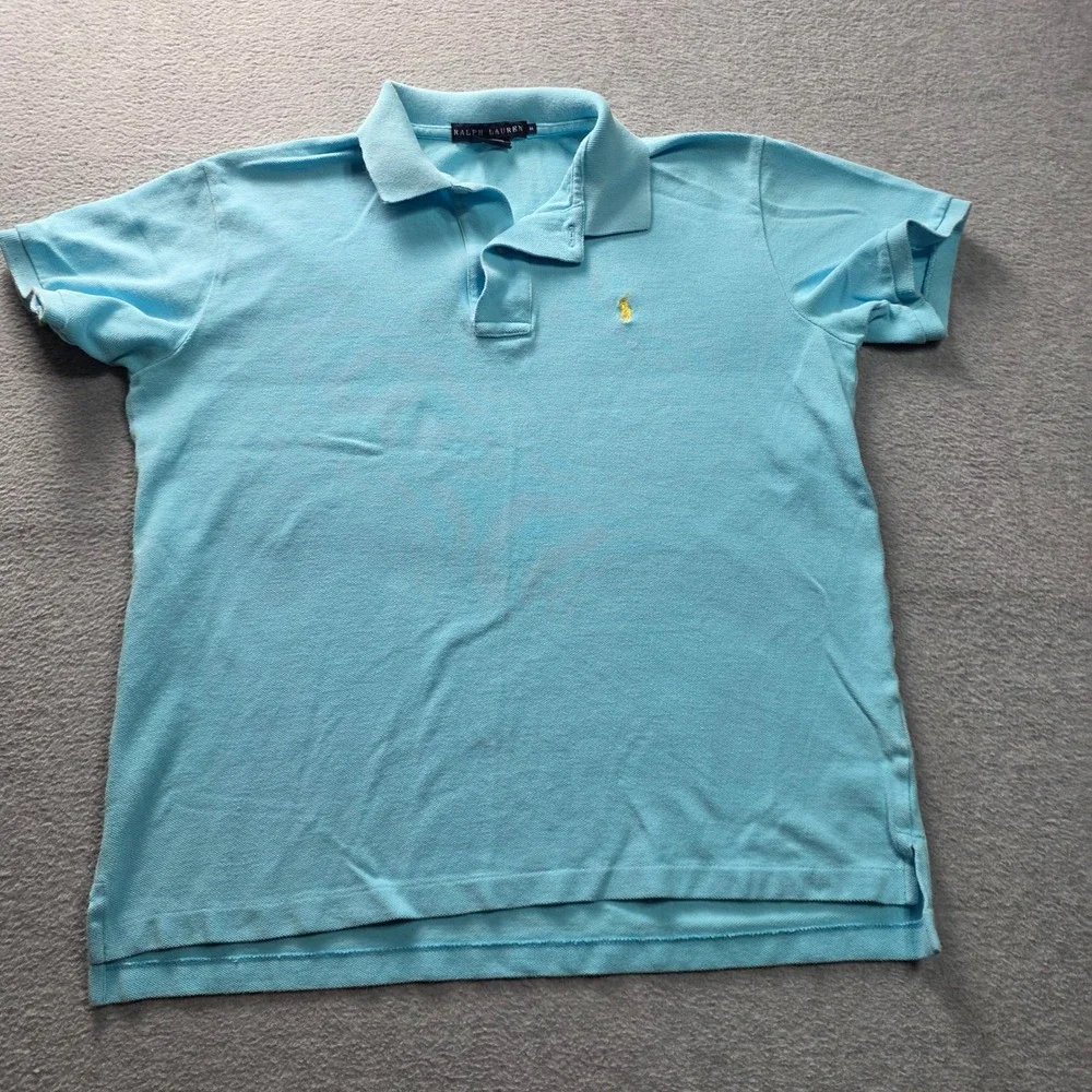 Ralph Lauren Mens‎ Polo Shirt Light Blue Short Sleeve Cotton Pony Logo Size M